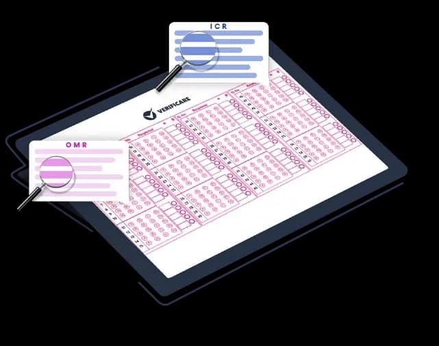 Verificare OMR form on a tablet with ICR and OMR capture